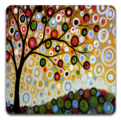 Color Tree of Life Square Coaster Set - Made of Recycled Rubber - Set of 4 - color: Color Tree of Life