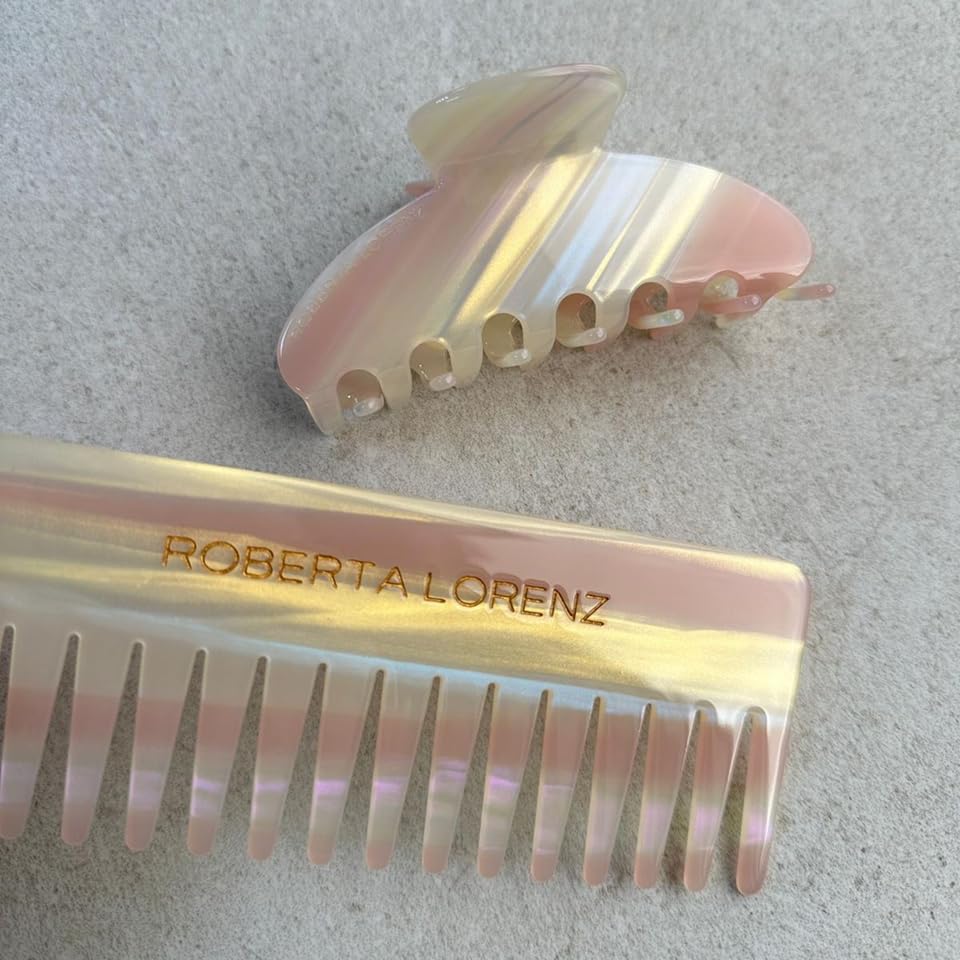 Luxury whitepink Hair Claw Clip Premium Acetate Strong Hold 4 Inch - color: Light white