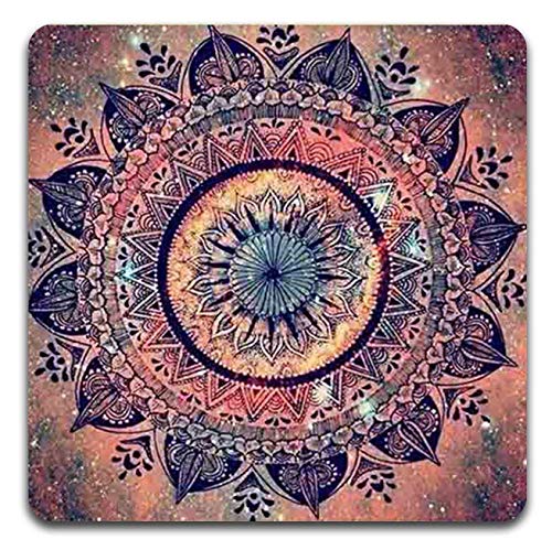Mandala Pattern Square Coaster Set - Made of Recycled Rubber - Set of 4 - color: Mandala Pattern