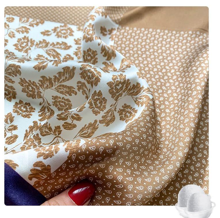 FEIBOON Mulberry Silk Scarf 21"x21" Small Square Scarfs for Women - color: Coffee White