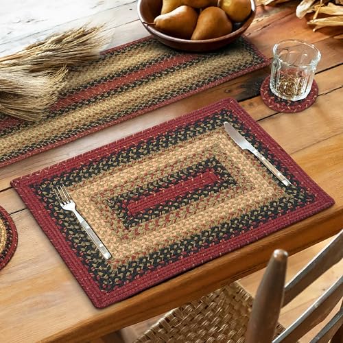 Homespice Highland Braided Placemats for Cabin Decor, Rect 13x19 Set of 4 - color: Highland