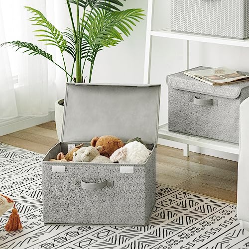 GRANNY SAYS Memory Keepsake Storage Box, Fabric Storage Bins with Lids - color: Ash Gray, size: Large