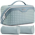 BOYATU Travel Makeup Bag for Women: Four Leaf Clover 3 Pcs Set Cosmetic Bag - color: M-04Light Blue