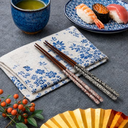 Premium Japanese Chopsticks Set for 2 [Made in Japan] Reusable Wooden Chopsticks with Elegant Iridescent Inlay Traditional Lacquered Finish D (Stella Shine 2prs (MK062)) - color: Stella Shine 2prs (MK062)
