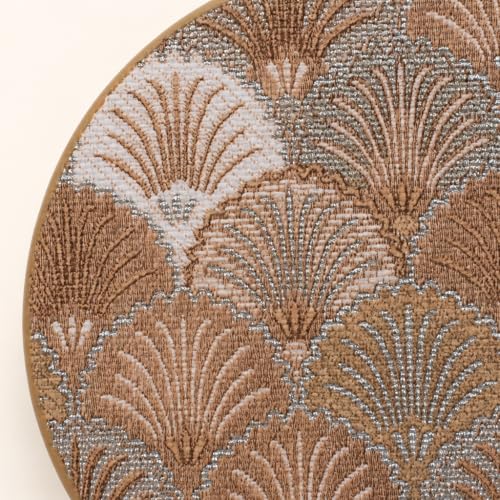 Art Deco Coasters Set of 6 with Holder, Beige - color: Beige
