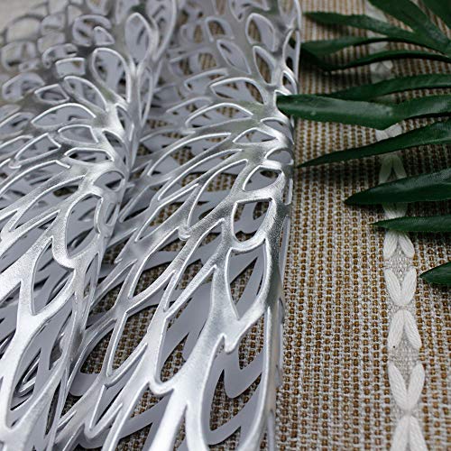 15 Inch Silver Round Placemats for Dinner Table Set of 6 - color: A1/Silver