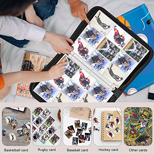 Sports Card Binder, 9-Pocket Trading Card Binder,900 Pockets Double Sided Pockets Baseball Card Binder, Football Baseball Basketball Hockey Card Collection Storage Album - color: 9-Pocket blueball