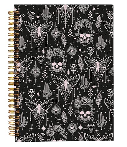 Welshower Dark Academia Gothic Skeleton Butterfly Spiral Notebook Journal, Mystical Fantasy Witchy Notebook, Occult Goth Skull Floral Moth Journal, Gothic Office Supplies, 5.5x8.3 Inch - color: Gothic Notebook 01