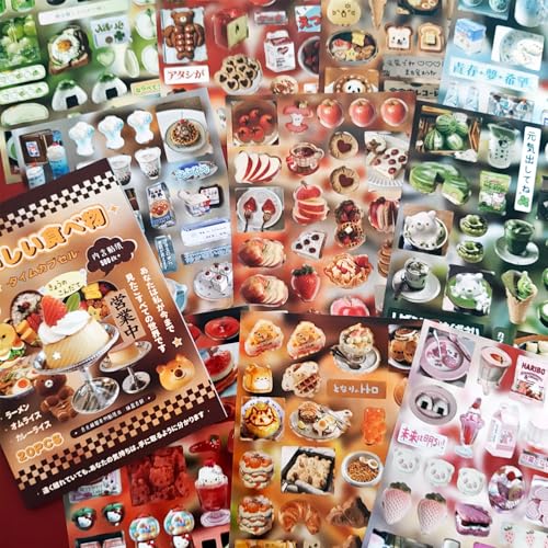 500+ Japanese Stickers Book for Scrapbooking Supplies,20 Sheets Food Theme Kawaii Japanese Stickers Book for Bullet Journaling,Junk Journal,Notebook,Planner,Calandar(Treasury of Culinary Time2) - color: Bliss