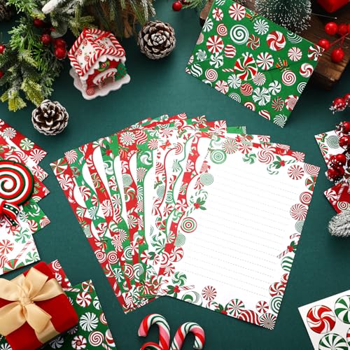 TaoBary 160 Pcs Christmas Candy Stationery Paper and Envelopes Set - size: 5.5 x 8.25 Inch, style: Christmas Candy