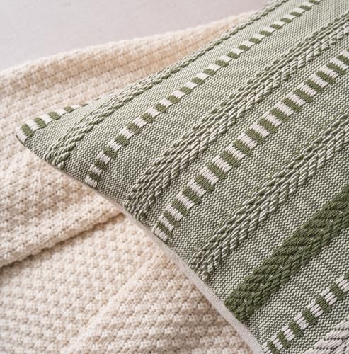 Cethom Boho Throw Pillow Covers 18x18 Inch Set of 2, Farmhouse Decorative Couch Pillow Cases, Green Accent Pillows of Bed, Sofa Bedroom Living Room Home Decor Cushion Cover - color: Green, size: 18" x 18" (Pack of 2)
