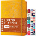 Legend Planner PRO Weekly & Monthly, Large Undated, 7”x10”, Yellow - color: Amber Yellow + Gold Foil