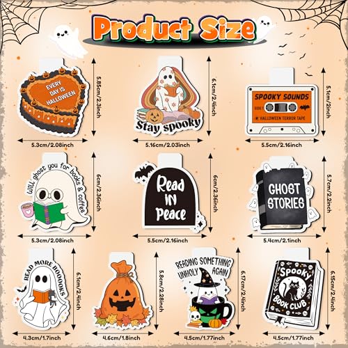 10Pcs Halloween Ghost Magnetic Bookmarks - Funny Spooky Reader Bookmarks for Reading, Cute Ghost Pumpkin Book Mark Clips Fall Page Markers for Book Lover Students Teachers Halloween Bookish Gifts - style: Halloween