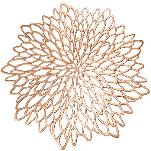 Rose Gold Round Placemats for Dinner Table Set of 6 - color: A1/Rose Gold