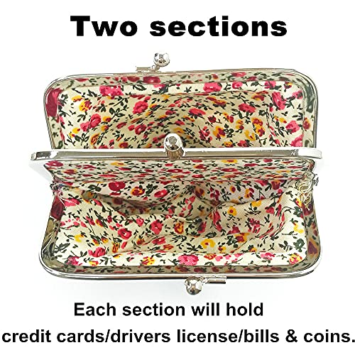 Cute Floral Buckle Coin Purses Vintage Pouch Kiss-lock Change Purse Wallets… - color: 24