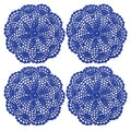 Crochet Doilies, 4Pcs 8 Inch - Handmade Crochet Cotton Coaster, Round Lace Placemats with Floral Patterns for Wedding Party Decoration (Bright Blue)