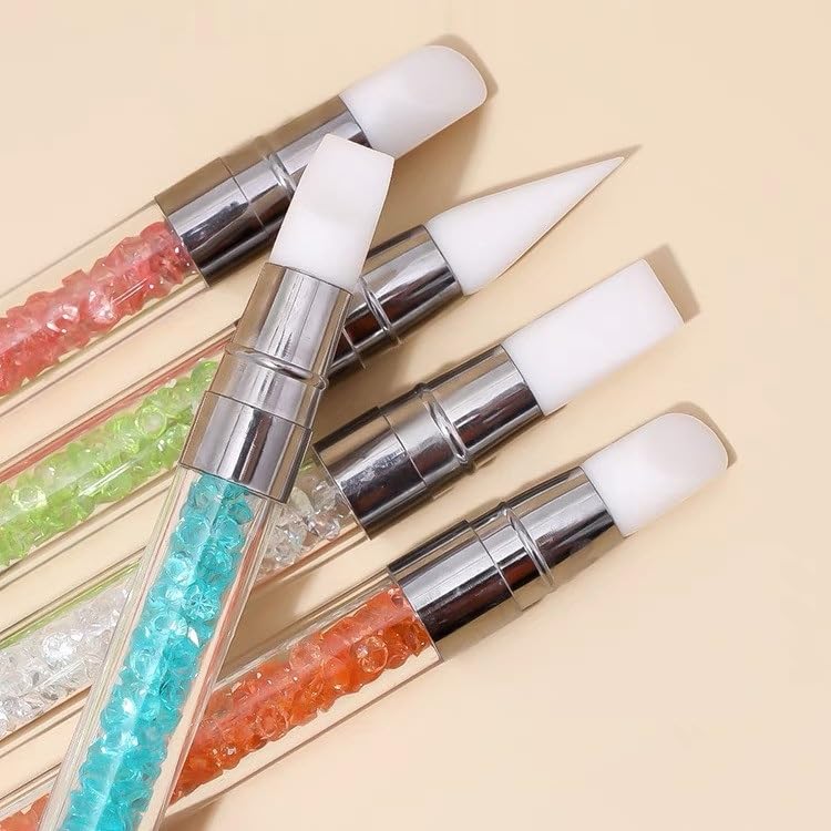 FULINJOY 10PCS Nail Art Gel Carving Pen Acrylic Dotting Pens, Double-Ended Silicone Brushes for Design Nail Foil Carving Drawing and 3D Effect Shaping Drawing Dotting Tools