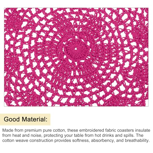 uxcell Crochet Doilies, 8Pcs 8" - Handmade Crochet Cotton Coaster, Round Lace Placemats with Floral Patterns for Wedding Party Decoration (Rose Red) - color: Rose Red