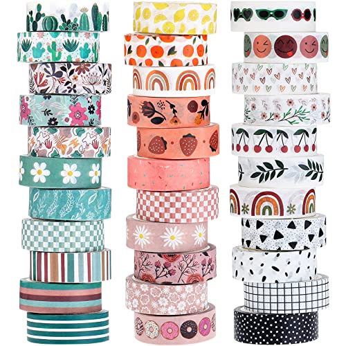 TaoBary 33 Rolls Washi Tape Set, 15mm Holiday Seasonal,Bohemia Style - style: Bohemia Style