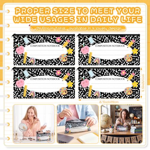 AmazingSpark 24 Pcs Back to School Gifts Cute Pencil Case Pouch, Notebook - style: Notebook