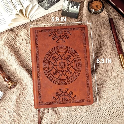 CAGIE Leather Vintage Journal for Men Women Lined Notebook Diary, A5, Brown - color: Brown, size: A5