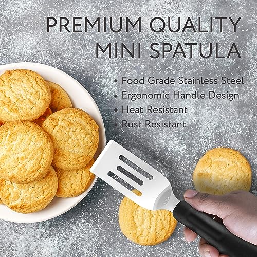 Small Spatula | Mini Stainless Steel Turner For Kitchen Use | Mini Metal Utensil For Cooking Brownie, Cookie, Lasagna and More | Pie Server Lifter | Cake & Pancakes Serving Spatulas
