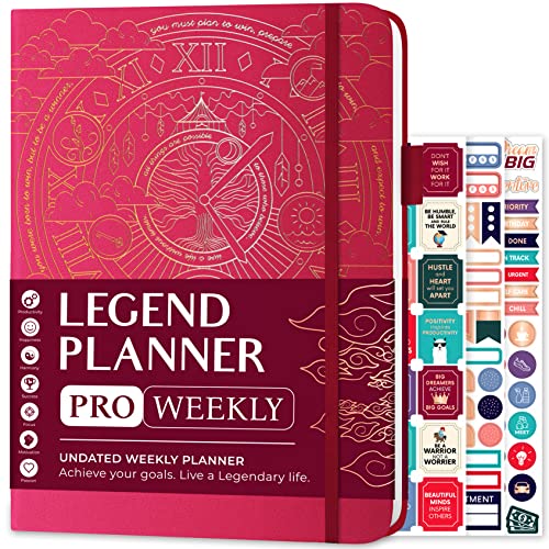 Legend Planner PRO Weekly & Monthly, Large Undated, 7”x10”, Hot Pink - color: Hot Pink + Gold Foil
