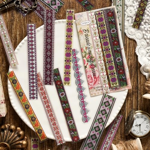Woven Whispers Sticker Series Scrapbooking Supplies for Junk Journal, 120 Sheets PET Stickers - Vintage Journaling Stickers - color: Woven Whispers Sticker Series