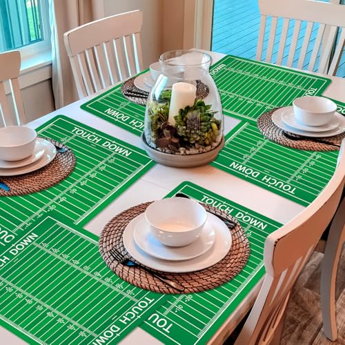 Football Placemats Set of 6 Sports Plastic Table Mat 17×13×0.04in - style: Football Field