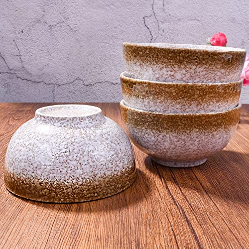 Japanese Rice Bowls Set of 4, Asian Rice Bowls, 4.5 Inch Sushi Bowls Cereal Bowls - color: Sesame Gold