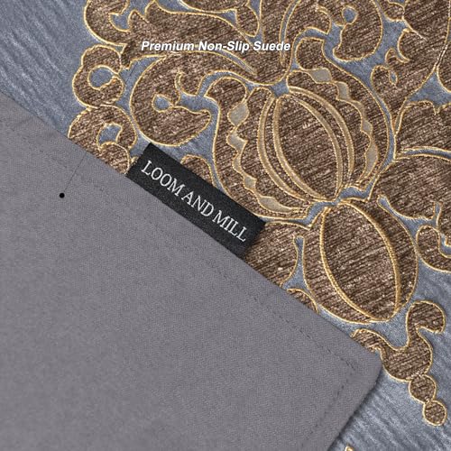 Loom and Mill Luxury Damask Placemats Double Layer, Set of 6, Grey Blue - color: Grey Blue_peyton, size: 6 Pieces