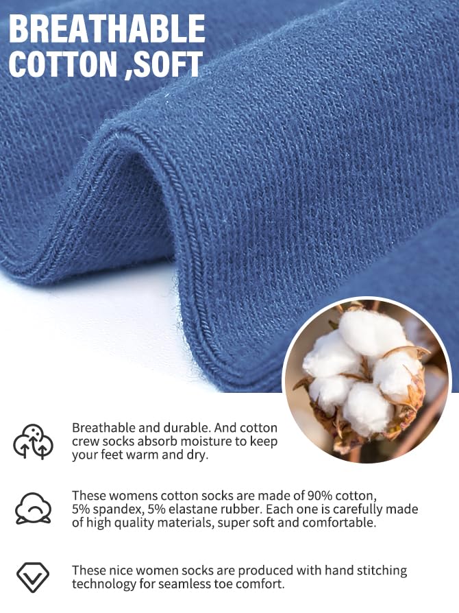 FGZ Women's Crew Socks 5 Pairs Soft Combed Cotton,Breathable Everyday Casual Socks for Women - color: 08-mix Color08, size: 5-9