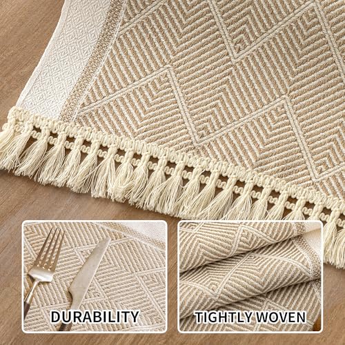 Boho Woven Placemats Set of 4, 14x18 Inch Heat Resistant Dinner Mats - color: Coffee Bd