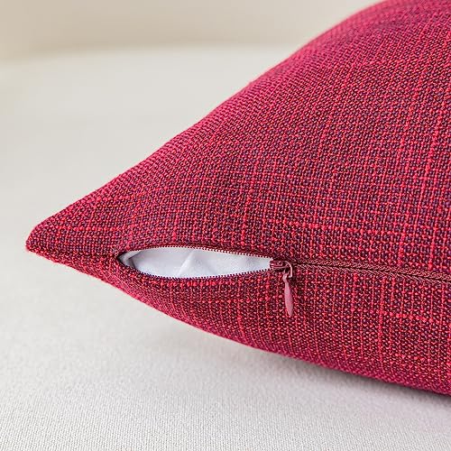 Kevin Textile Supersoft Faux Linen Square Christmas Throw Cushion Cover Pillowcase, Hidden Zipper, 18x18 inch(2 Piece, Burgundy) - color: Burgundy, size: 18" x 18" (Pack of 2)