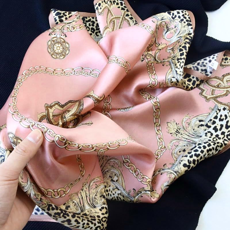 FEIBOON Mulberry Silk Scarf 21"x21" Small Square Scarfs for Women - color: Classic Pink