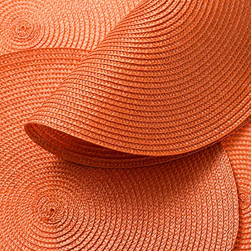 AHHFSMEI Round Placemats Set of 6 Heat Resistant Washable Non-Slip Woven Braided Table Mats for Dining Table Kitchen & Home Decor (Orange) - color: Orange, size: Set of 6