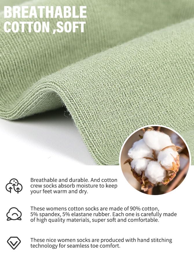 FGZ Women's Crew Socks 5 Pairs Soft Combed Cotton,Breathable Everyday Casual Socks for Women - color: 06-mix Color06, size: 5-9