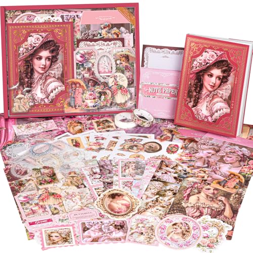 Scrapbooking Supplies Kit, Vintage Junk Journal Supplies,Cute Scrapbook Kit - color: Regal Blush Romantic