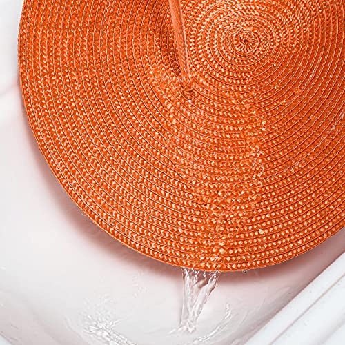 AHHFSMEI Round Placemats Set of 6 Heat Resistant Washable Non-Slip Woven Braided Table Mats for Dining Table Kitchen & Home Decor (Orange) - color: Orange, size: Set of 6
