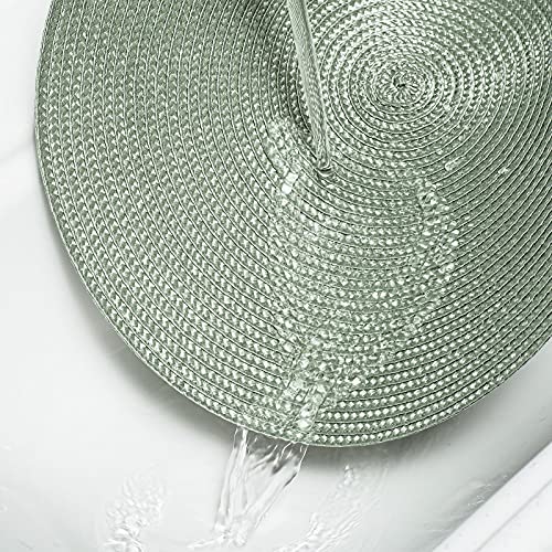 AHHFSMEI Round Placemats Set of 6 Heat Resistant Washable Non-Slip Woven Braided Table Mats for Dining Table Kitchen & Home Decor (Sage Green) - color: Sage Green, size: Set of 6