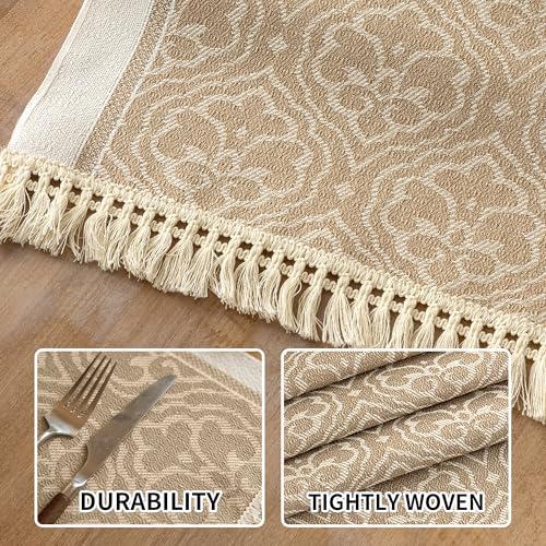 Boho Woven Placemats Set of 4, 14x18 Inch Heat Resistant Dinner Mats - color: Coffee Bx