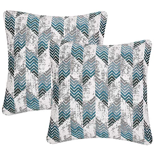 Yeiotsy Pack of 2 Nordic Style Decorative Throw Pillow Covers for Sofa Bed Card Chair Geometric Cushion Cases Jacquard Chenille (Teal Rhombus, 18 X 18 Inches) - color: Teal Rhombus