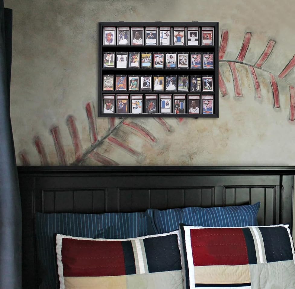 VERANI 36 Graded Sports Baseball Card Display Case Wall Mount Black - size: Large-Horizontal-Black-BlackLock