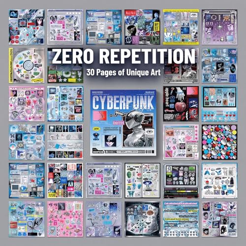 Sticker Book for Journaling and Scrapbooking, 800+ Cyberpunk Y2K Aesthetic Stickers, 30 Sheets Futuristic Scrapbook Stickers for Junk Journal, Planner Decor, Collage, Laptop and DIY Crafts - color: Blue Retro