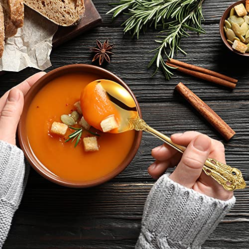 KEAWELL Gorgeous 4-Piece 18/10 Stainless Steel Soup Spoon Set (Gold) - style: Gold