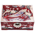 MADDesign Mother of Pearl Jewelry Box Multilevel Red Peacock Design - color: Red