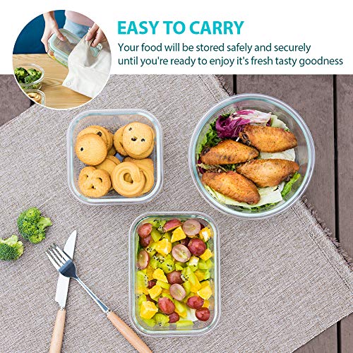 24pc Glass Food Storage Containers, Locking Lids，Glass Meal Prep Containers - color: Blue