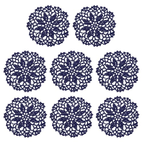 uxcell Fabric Coasters, 8pcs 4" with Floral Pattern Navy Blue - color: Navy Blue