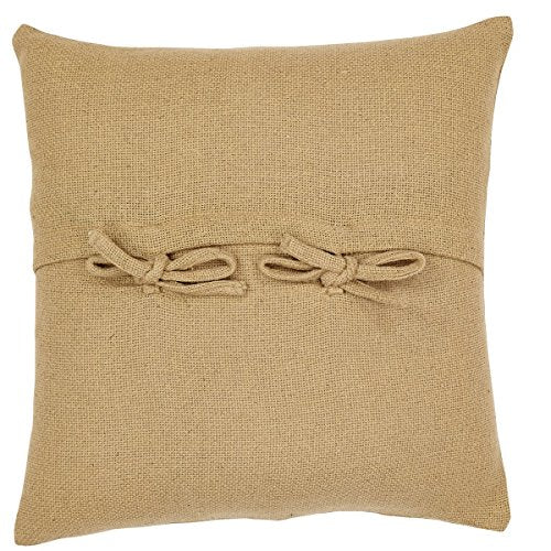 Stratton Primitive 16"x16" Star Pillow Tan Appliqued Cotton Burlap Square Bedroom Decor