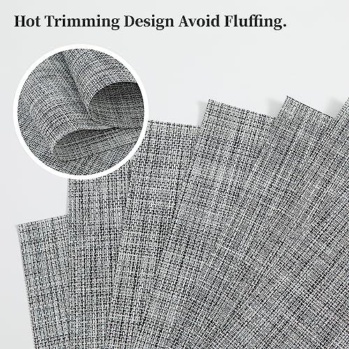 Leetaltree Linen Grey Placemats Set of 4 - Heat Resistant Non-Slip Place mats for Dining Table, Washable Durable PVC Vinyl Woven Table Mats（Linen Grey, 4） - color: C1- Linen Grey, size: Set of 4